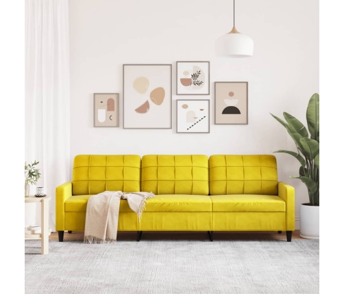 Sofá de 3 plazas terciopelo amarillo 210 cm