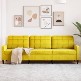 Sofá de 3 plazas terciopelo amarillo 210 cm