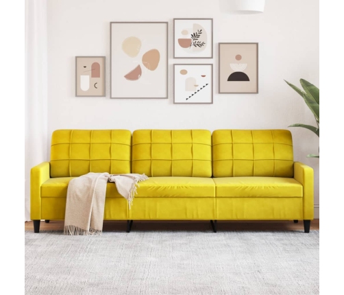 Sofá de 3 plazas terciopelo amarillo 210 cm