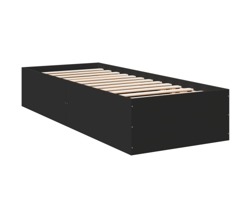 Estructura de cama madera de ingeniería negra 75x190 cm