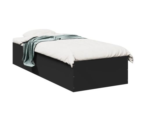Estructura de cama madera de ingeniería negra 75x190 cm