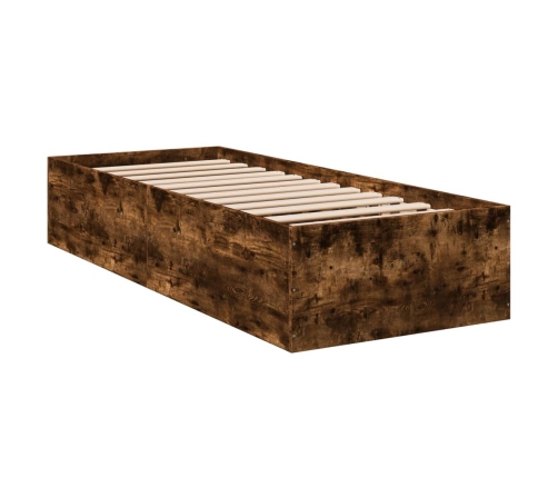 Estructura cama sin colchón madera roble ahumado 75x190 cm