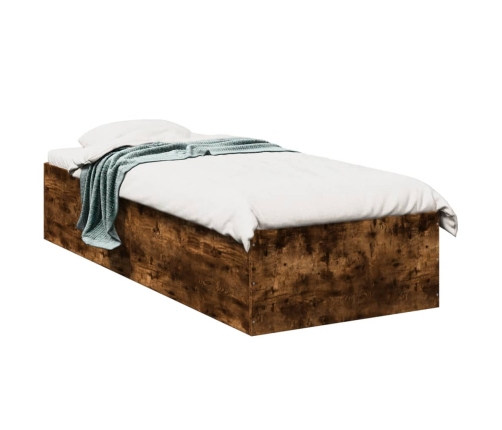 Estructura cama sin colchón madera roble ahumado 75x190 cm