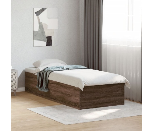 Estructura de cama sin colchón madera marrón roble 75x190 cm