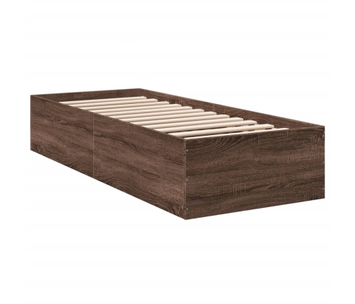 Estructura de cama sin colchón madera marrón roble 75x190 cm