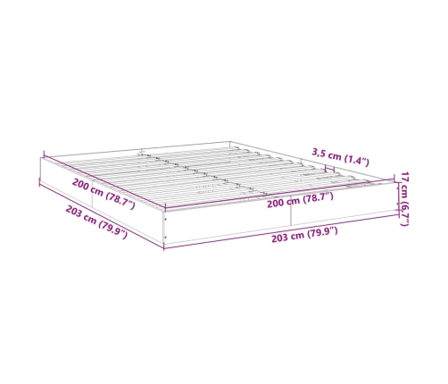 Estructura de cama sin colchón roble ahumado 200x200 cm