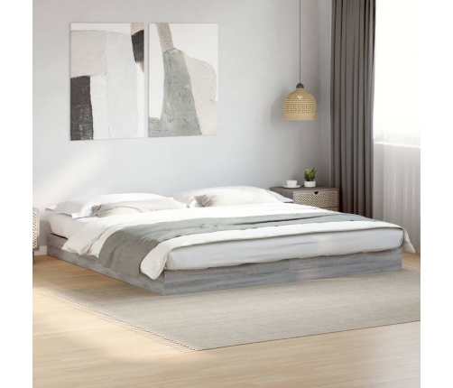 Estructura de cama madera de ingeniería gris Sonoma 200x200 cm
