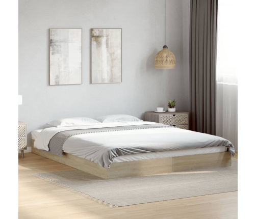 Estructura de cama madera de ingeniería roble Sonoma 160x200 cm