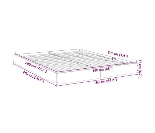 Estructura de cama madera de ingeniería gris hormigón 160x200cm