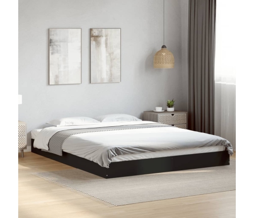 vidaXL Estructura de cama madera de ingeniería negra 150x200 cm