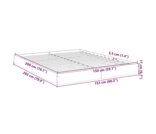 Estructura de cama sin colchón madera roble Sonoma 150x200 cm