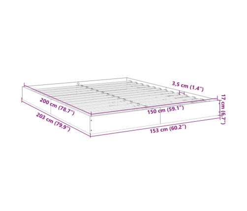 Estructura de cama madera de ingeniería gris hormigón 150x200cm