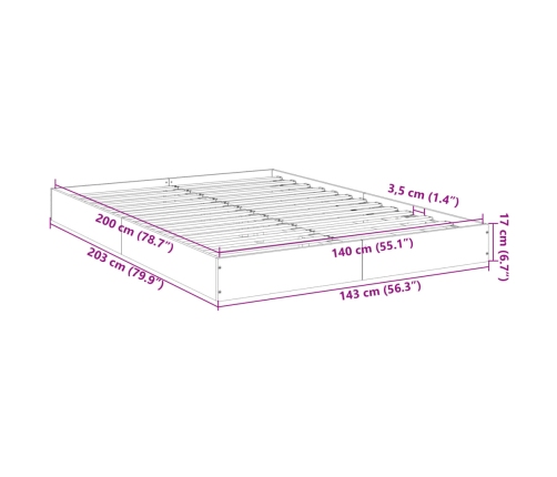Estructura de cama madera de ingeniería negra 140x200 cm