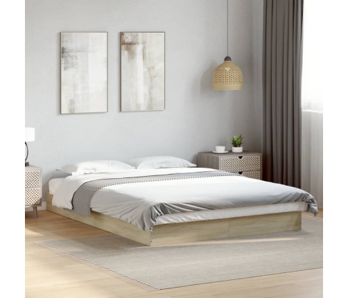 Estructura de cama sin colchón madera roble Sonoma 140x200 cm