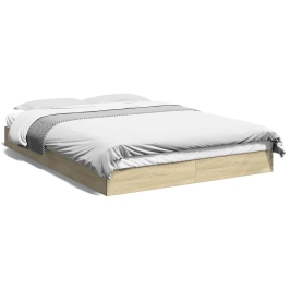 Estructura de cama sin colchón madera roble Sonoma 140x200 cm