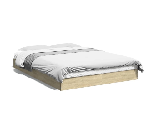 Estructura de cama sin colchón madera roble Sonoma 140x200 cm