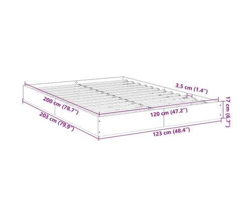 Estructura de cama sin colchón madera roble Sonoma 120x200 cm