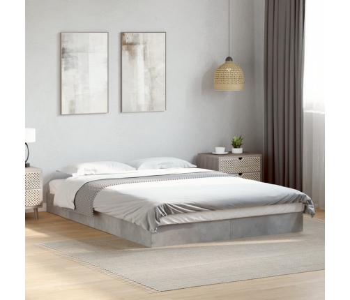 Estructura de cama madera de ingeniería gris hormigón 140x190cm