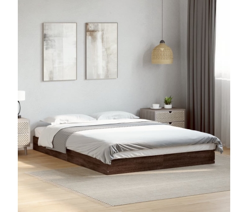 vidaXL Estructura de cama madera de ingeniería marrón roble 140x190 cm