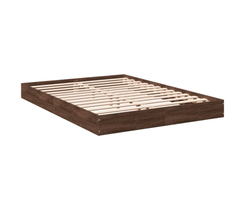 vidaXL Estructura de cama madera de ingeniería marrón roble 140x190 cm