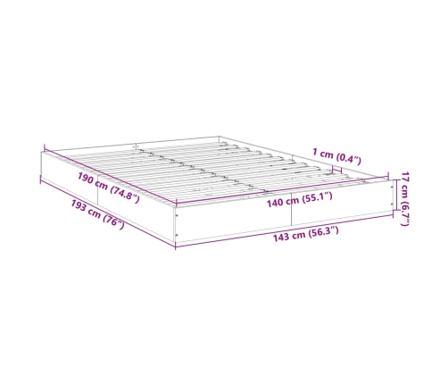 vidaXL Estructura de cama madera de ingeniería marrón roble 140x190 cm