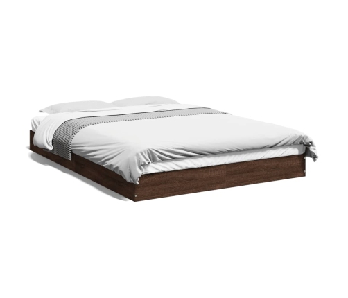 vidaXL Estructura de cama madera de ingeniería marrón roble 140x190 cm