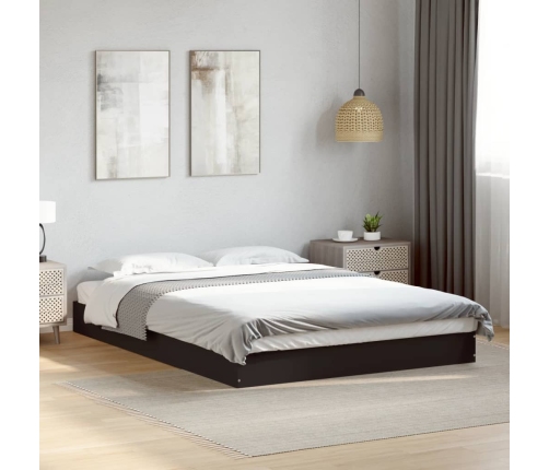 Estructura de cama madera de ingeniería negra 135x190 cm