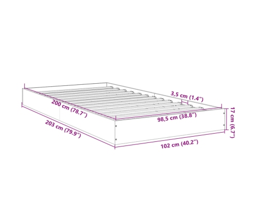 Estructura de cama madera de ingeniería blanca 100x200 cm