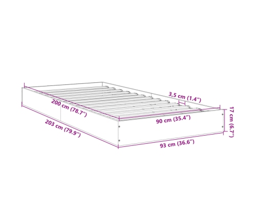 Estructura de cama madera de ingeniería blanca 90x200 cm