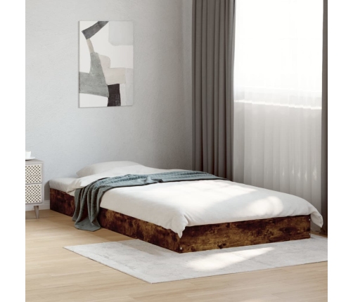 Estructura de cama sin colchón madera roble ahumado 90x190 cm