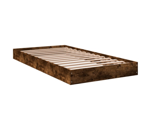 Estructura de cama sin colchón madera roble ahumado 90x190 cm
