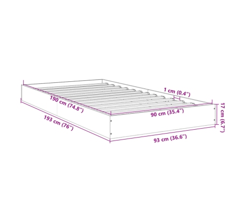 Estructura de cama sin colchón madera marrón roble 90x190 cm