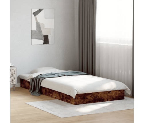 Estructura cama sin colchón madera roble ahumado 75x190 cm