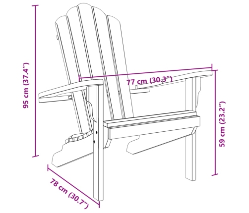 Silla de jardín Adirondack madera maciza teca 77x78x95 cm