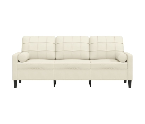 Sofá de 3 plazas con cojines terciopelo color crema 180 cm