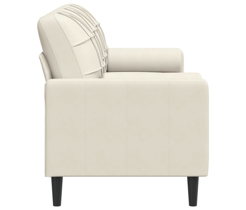 Sofá de 3 plazas con cojines terciopelo color crema 180 cm