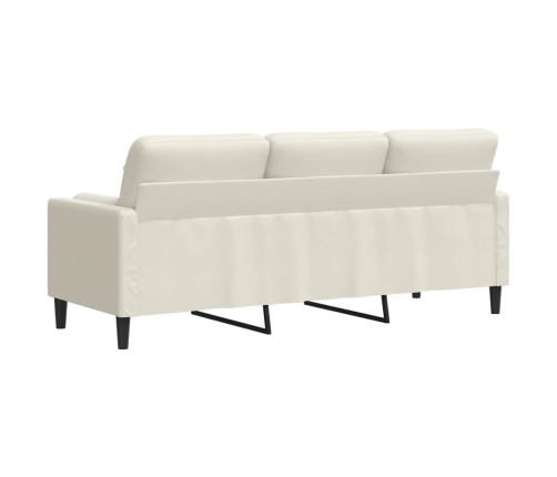 Sofá de 3 plazas con cojines terciopelo color crema 180 cm