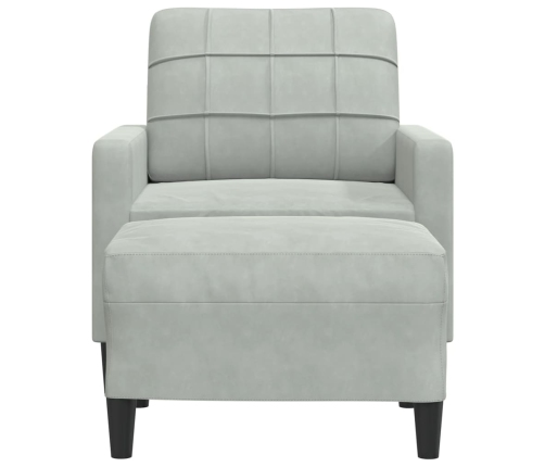 Sillón con taburete terciopelo gris claro 60 cm