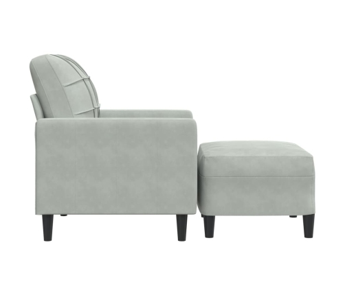 Sillón con taburete terciopelo gris claro 60 cm