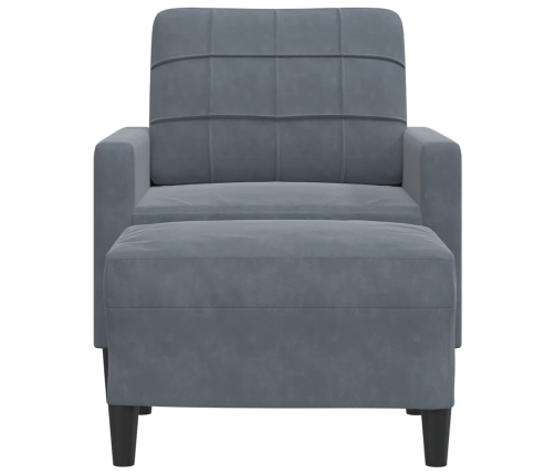 Sillón con taburete terciopelo gris oscuro 60 cm