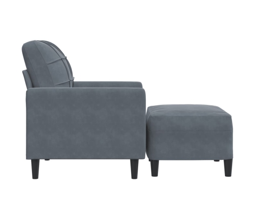 Sillón con taburete terciopelo gris oscuro 60 cm