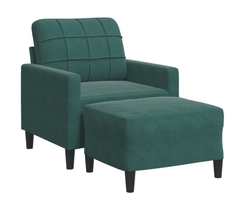 Sillón con taburete terciopelo verde oscuro 60 cm