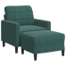 Sillón con taburete terciopelo verde oscuro 60 cm