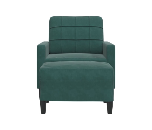 Sillón con taburete terciopelo verde oscuro 60 cm