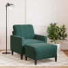 Sillón con taburete terciopelo verde oscuro 60 cm