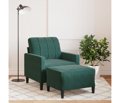 Sillón con taburete terciopelo verde oscuro 60 cm