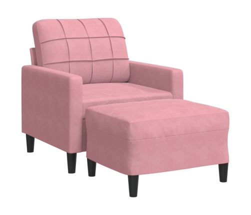 Sillón con taburete terciopelo rosa 60 cm