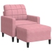 Sillón con taburete terciopelo rosa 60 cm