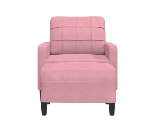 Sillón con taburete terciopelo rosa 60 cm