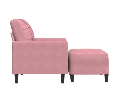 Sillón con taburete terciopelo rosa 60 cm